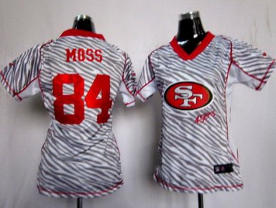 Women NEW San Francisco 49ers 84 Randy Moss FEM FAN Zebra NFL Jerseys