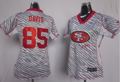 Women NEW San Francisco 49ers 85 Vernon Davis FEM FAN Zebra NFL Jerseys