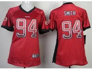 Women NEW San Francisco 49ers 94 Justin Smith Red Drift Fashion Elite NFL Jerseys
