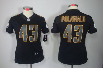 Women NEW San Pittsburgh Steelers #43 Troy Polamalu Black Jerseys(Impact Limited)