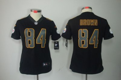 Women NEW San Pittsburgh Steelers 84 Antonio Brown Black Jerseys(Impact Limited)