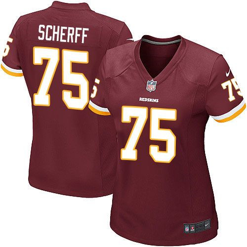 Women NEW Washington Redskins #75 Brandon Scherff Burgundy Red Team Color Stitched NFL Elite Jersey