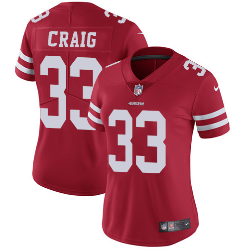 Women NFL 49ers #33 Roger Craig Red Vapor Untouchable Limited Jersey Women NFL 49ers #33 Roger Craig Red Vapor Untouchable Limited Jersey