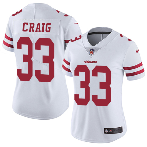 Women NFL 49ers #33 Roger Craig White Vapor Untouchable Limited Jersey Women NFL 49ers #33 Roger Craig White Vapor Untouchable Limited Jersey