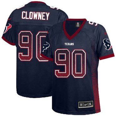 Women NFL Houston Texans #90 Jadeveon Clowney Navy Blue NFL Elite Drift Fashion Jersey