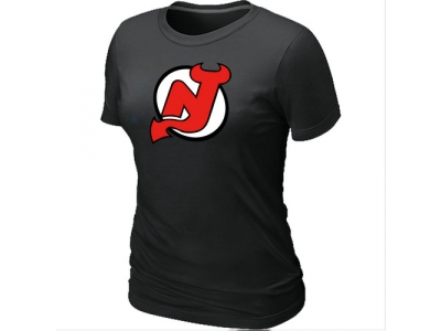 Women NHL New Jersey Devils Big & Tall Logo Black T-Shirt Women NHL New Jersey Devils Big & Tall Logo Black T-Shirt