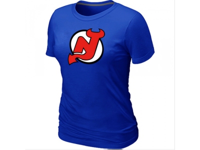 Women NHL New Jersey Devils Big & Tall Logo Blue T-Shirt Women NHL New Jersey Devils Big & Tall Logo Blue T-Shirt