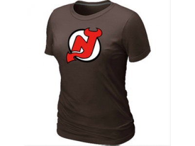 Women NHL New Jersey Devils Big & Tall Logo Brown T-Shirt Women NHL New Jersey Devils Big & Tall Logo Brown T-Shirt