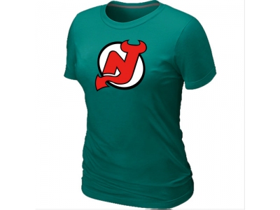 Women NHL New Jersey Devils Big & Tall Logo L.Green T-Shirt Women NHL New Jersey Devils Big & Tall Logo L.Green T-Shirt