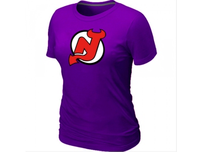 Women NHL New Jersey Devils Big & Tall Logo Purple T-Shirt Women NHL New Jersey Devils Big & Tall Logo Purple T-Shirt