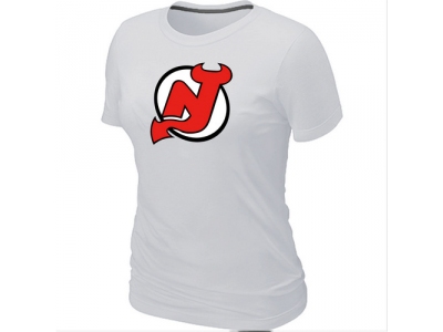 Women NHL New Jersey Devils Big & Tall Logo White T-Shirt Women NHL New Jersey Devils Big & Tall Logo White T-Shirt