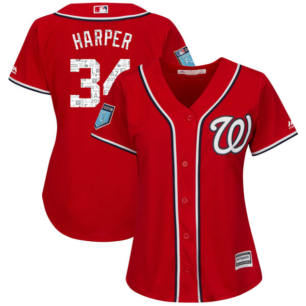 Women Nationals 34 Bryce Harper Red Women 2018 Spring Training Cool Base Jersey Women Nationals 34 Bryce Harper Red Women 2018 Spring Training Cool Base Jersey