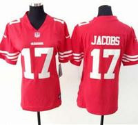 Women New 49ers #17 Chuck Jacobs RED Stitched NFL Elite Jersey