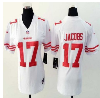 Women New 49ers #17 Chuck Jacobs White Stitched NFL Elite Jersey