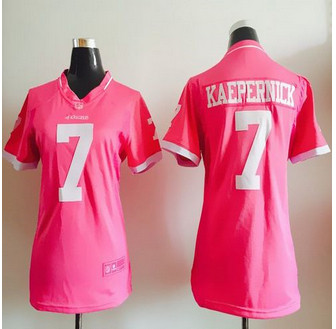 Women New 49ers #7 Colin Kaepernick Pink NFL Elite Bubble Gum Jersey