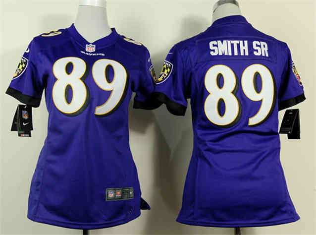 Women New Baltimore ravens #89 Steve Smith Sr Purple Stitched NFL New Limited Jersey