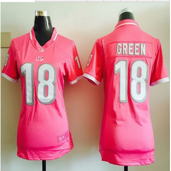 Women New Bengals #18 A.J. Green Pink NFL Elite Bubble Gum Jersey