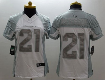 Women New Cardinals #21 Patrick Peterson White Stitched NFL Limited Platinum jersey