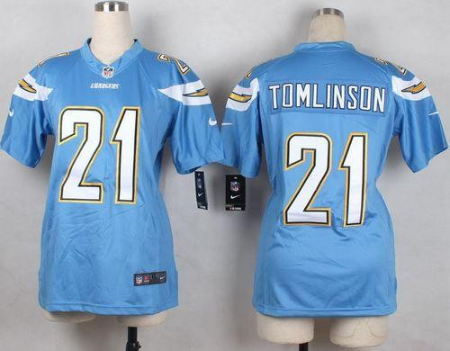 Women New Chargers #21 LaDainian Tomlinson Electric Blue Alternate Stitched NFL New Elite Jersey