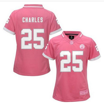 Women New Chiefs #25 Jamaal Charles Pink NFL Elite Bubble Gum Jersey