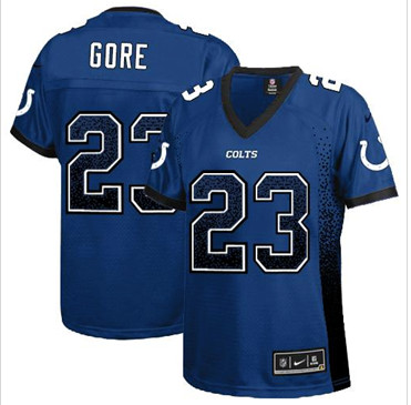 Women New Colts #23 Frank Gore Royal Blue Team Color Stitched NFL Elite