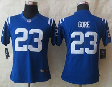 Women New Colts #23 Frank Gore Royal Blue Team Color Stitched NFL Limited Jersey