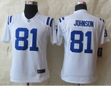 Women New Colts #81 Andre Johnson White Stitched NFL Limited Jersey