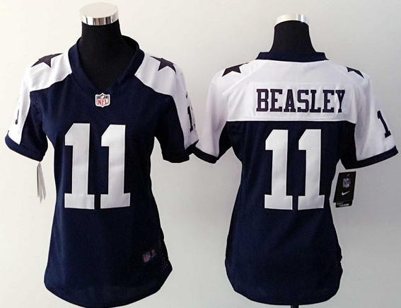 Women New Cowboys #11 Cole Beasley Navy Blue Thanksgiving Throwback NFL Jersey