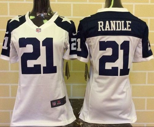 Women New Cowboys #21 Joseph Randle White Thanksgiving Throwback Stitched NFL Elite Jersey