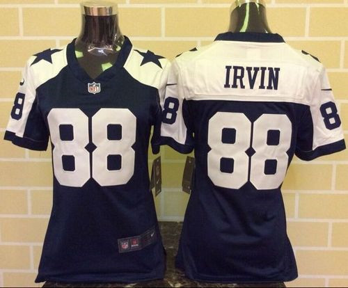 Women New Cowboys #88 Michael Irvin Navy Blue Thanksgiving Throwback Stitched NFL Elite Jersey