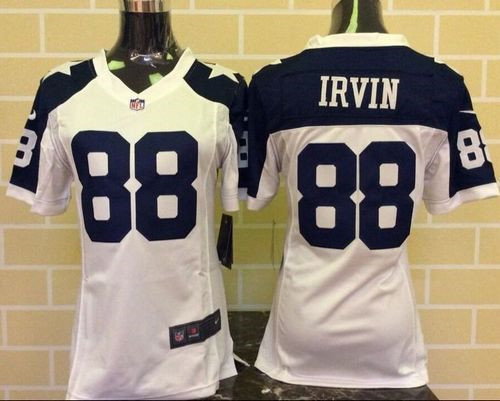 Women New Cowboys #88 Michael Irvin White Thanksgiving Throwback Stitched NFL Elite Jersey