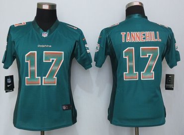 Women New Dolphins #17 Ryan Tannehill Green Strobe Elite Jersey