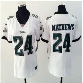 Women New Eagles #24 Ryan Mathews White Stitched NFL New Elite Jersey