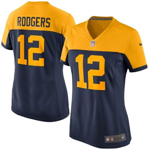 Women New Green Bay Packers #12 Aaron Rodgers Navy Blue Alternate Stitched NFL New Elite Jersey
