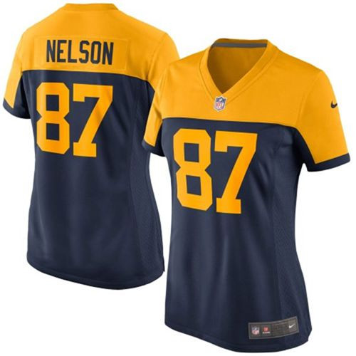 Women New Green Bay Packers #87 Jordy Nelson Navy Blue Alternate Stitched NFL New Elite Jersey