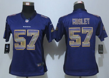 Women New New Baltimore Ravens #57 C.J. Mosley Purple Strobe Elite Jersey