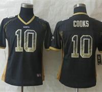 Women New New Orleans Saints #10 Brandin Cooks Drift Fashion Black Elite Jerseys