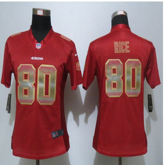 Women New New San Francisco 49ers #80 Jerry Rice Red Strobe Elite Jersey