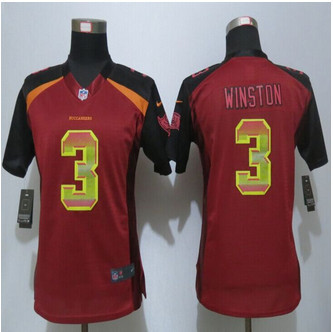 Women New New Tampa Bay Buccaneers #3 Jameis Winston Red Strobe Elite Jersey