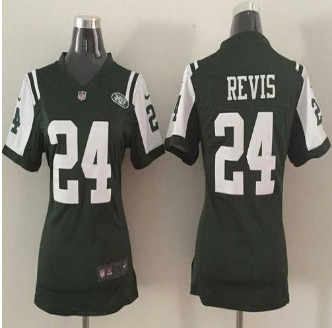 Women New New York Jets #24 Darrelle Revis Green Team Color Stitched NFL Elite Jersey