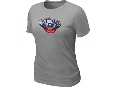 Women New Orleans Pelicans Big & Tall Primary Logo L.Grey T-Shirt