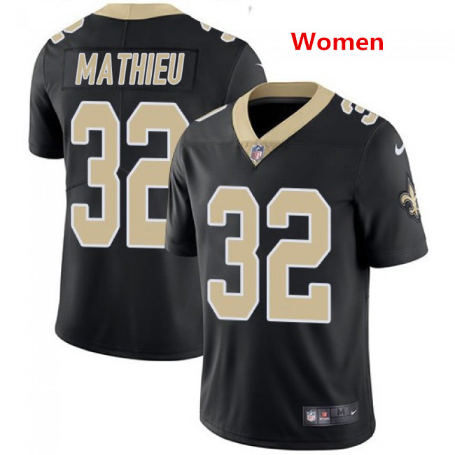 Women New Orleans Saints #32 Tyrann Mathieu Black Jersey Women New Orleans Saints #32 Tyrann Mathieu Black Jersey