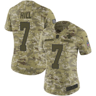 Women New Orleans Saints #7 Taysom Hill Nike 2018 Salute to Service Jersey Limited Camo