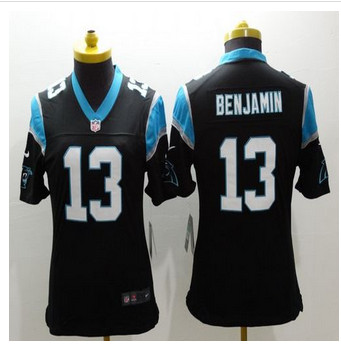 Women New Panthers #13 Kelvin Benjamin Black Team Color Stitched NFL Limited Jersey
