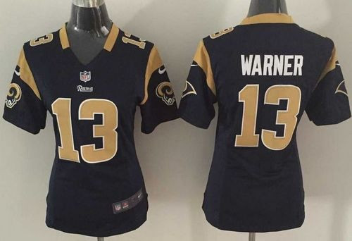 Women New Rams #13 Kurt Warner Navy Blue Team Color Stitched NFL Elite Jersey