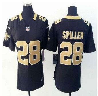 Women New Saints #28 C.J. Spiller Black Team Color Stitched NFL Elite Jersey