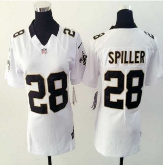 Women New Saints #28 C.J. Spiller White Stitched NFL Elite Jersey