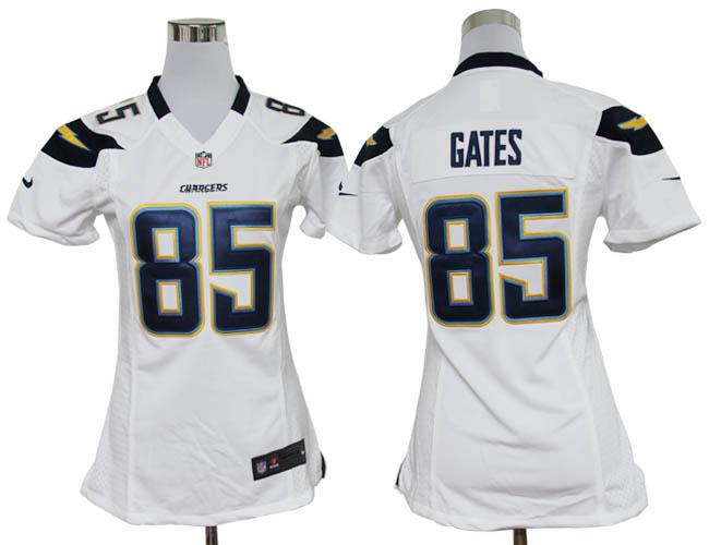 Women New San Diego Chargers 85 Antonio Gates White Jerseys