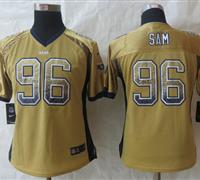 Women New St.Louis Rams #96 Michael Sam Drift Fashion Gold Elite Jersey