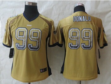 Women New St.Louis Rams #99 Aaron Donald Drift Fashion Gold Elite Jersey